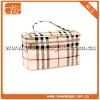 Classic grid portable PVC fashion lady's cosmetic case with mirror