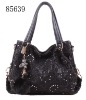 Classic lady fashion black pu bag with rustless metal