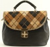 Classic plaid PU handbag