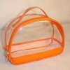 Clear orange cosmetic bag