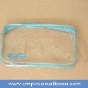 Clear pvc vanity bag with light blue piping XYL-C008