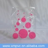 Clear pvc vinyl cosmetic bag with pink circles printed XYL-D-C089