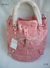 College wind big lady leather handbag