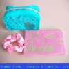 Colorful PVC cosmetic bag with white zipper