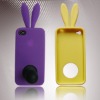 Colorful Rabbit Silicon Case for Iphone 4 with or without Holder on Back
