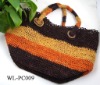 Colorful Striped Straw Beach Bag