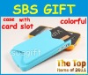 Colorful case with card slot for iphone 4g