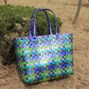 Colorful shiny PP woven handmade shoulder bag