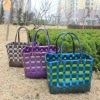 Colorful wide&narrow shiny PE woven shopping bag