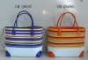 Colourful fashion bag with leather handle