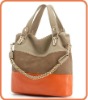 Contrast with three colors ladies tote shoulder bag