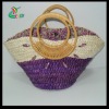 Cornhusk  Straw Shopping Bag with Round Rattan Handle