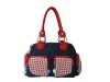 Cowboy color denim material with 4 outside pocket women shoulder bag handbags