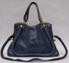 Croc leather handbag in hot blue, famous brand bags(1102)