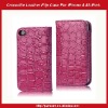 Crocodile Leather Flip Case For iPhone 4S 4-Pink