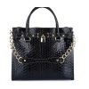 Crocodile black leather handbags for lady