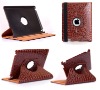 Crocodile leather for ipad 2 rotatable