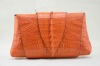 Crocodile short  clutch bag with chain  shoulder-orange