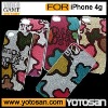 Crystal hard protective case with colorful design for iPhone 4g PC material