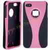 Cup Design Snap-On Protective Hard Cover Skin Plastic Case for iPhone 4 Black&Pink