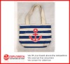 Custom blue&white striped beach bag