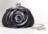 Cute Big Black and Grey Rose Shaped Satin Evening Handbag/clutch purse