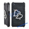 Cute Cupid Arrow with Two Hearts Jeweled Case for iPhone 4