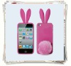 Cute Hot Pink 3D Rabbit Silicon Case for Ipod Touch 4 4G