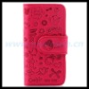 Cute Lovely Magic Girl Flip Leather Case Cover Pouch for iPhone 4 & 4S (Red)