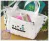 Cute Recycled cotton canvas gusset bag ( with pocket )