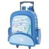 Cute blue ocean fish school trolley bag