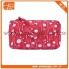 Cute clutch small flower pattern red ziplock nylon makeup bag with mirror