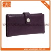 Cute fashion small card case button closure leather purple coin wallet