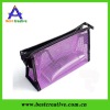 Cute ladies purple mesh cosmetic bag with zipper