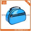 Cute large blue travel,half round ziplock PU toiletry cosmetic bag with handle
