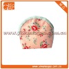 Cute pink cotton ziplock clutch flower pattern elegance mini cosmetic bag