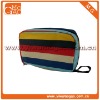Cute polyester wrist zipper colourful stripes cosmetic pouch
