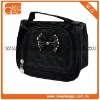 Cute small zipper black travel nylon beauty case with handle