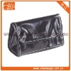 Cute snap closure satin black fashion lady small cosmetic pouch