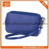 Cute zipper closure leather purple wrist strap small fashion cosmetic pouch