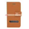 DPU Leather Case Cover For Iphone 4 With Slot To Answer Call Easily(Orange)