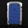 Dark Blue PU leather + Plated skin hard back case For blackberry Bold 9900 9930