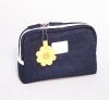 Dark blue cotton cosmetic bag