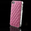 Deluxe Leather Chrome Back Case Cover Skin for Apple iPhone 4 4S