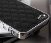 Deluxe Leather Chrome Hard Case Cover for All Apple iPhone 4S 4G Black