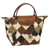 Design ladies nylon and leather checked bags
