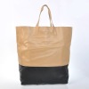 Design leather two color large size shopping bags