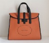 Designer office lady orange leather hand bags