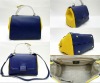 Designer women purple/yellow real leather handbags