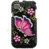 Detachable Black Back With Pink Butterflies Design Jewel Hard Cover Case for Samsung Galaxy S i9000